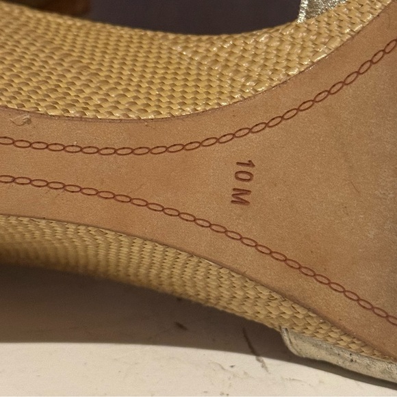 Sam Edelman Leather Silvia Wedge Sandals Shoes Women’s Size 10 Gold Brown Ankle - Picture 9 of 10